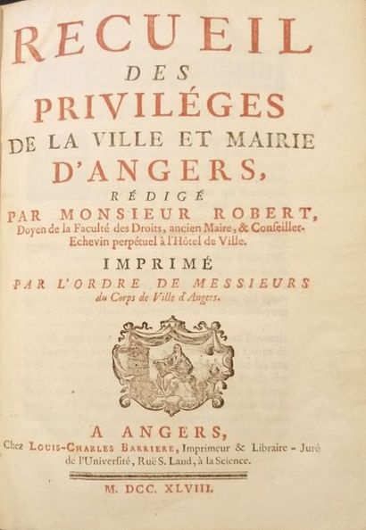 null ROBERT

Recueil des Privilèges de la ville et mairie d'Angers. Imprimé par l'ordre...