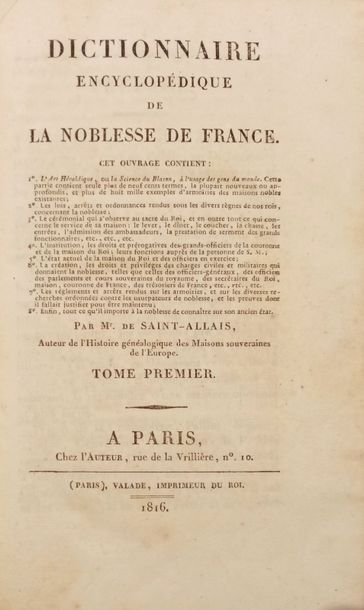 null SAINT-ALLAIS (Nicolas Viton de)

Encyclopedic dictionary of the nobility of...
