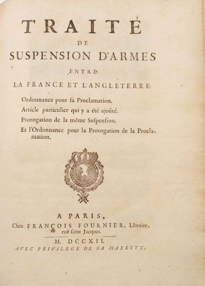 null TRAITÉS D'UTRECHT 

Traités de paix

Paris, François Fournier, 1712-1714, 9...