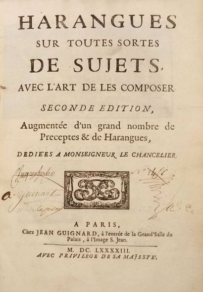 null VAUMORIERE (Pierre d'Ortigues de)

Harangues on all sorts of subjects, with...