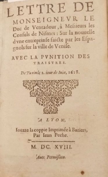 null VENICE - VENTADOUR (Anne de Lévis, Duke of)

Letter to the Consuls of Nismes...
