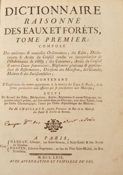 null CHAILLAND (Bonaventure)

Dictionnaire raisonné des Eaux et Forêts. I. Tome premier...