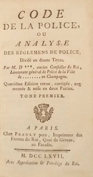 null DU CHESNE

Police Code, or Analysis of Police Regulations, divided into twelve...