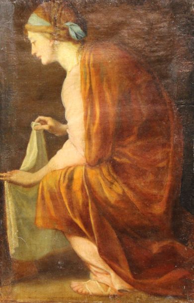 null LESUEUR Eustache (D’après) : (1616-1655) : «Sainte Véronique». Huile sur toile...