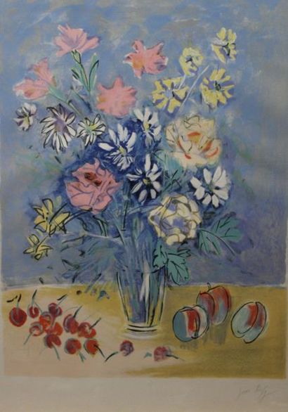 null DUFY Jean (1888-1964) : «Nature morte aux fleurs et aux fruits». Lithographie...