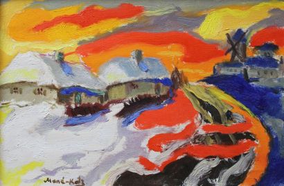 null MANE-KATZ Emmanuel (1894-1962) : «Paysage d’hiver au crépuscule, circa 1955»....