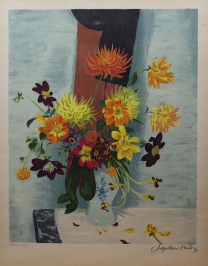 null CHAPELAIN-MIDY Roger (1904-1992) : «Bouquet de fleurs dans un vase sur un entablement»....