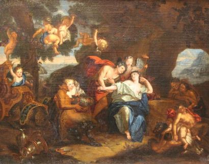 null COYPEL Antoine (Ecole de) (1661-1722) : «Bacchus et Ariane dans l’île de Naxos...