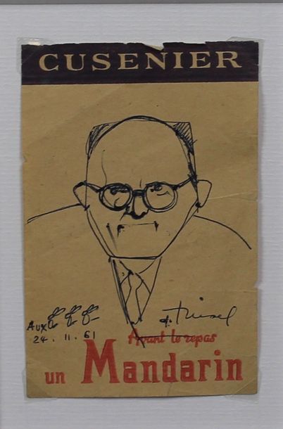 null Alfred TINSEL (Metz 1920-Seltz 1989) : «Portrait de Marcel Schwarz». Dessin...