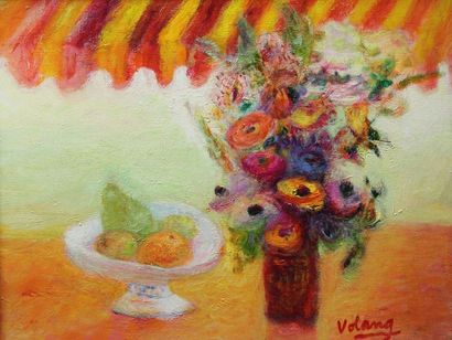 null VOLANG Jean (1921-2005) : «Fleurs et fruits». Huile sur toile signée en bas...