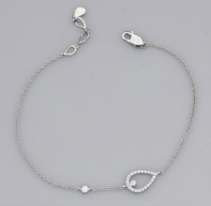 null Fin bracelet en or gris 750°/00 (18K) , maille forçat, serti de diamants taille...
