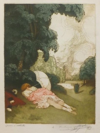 null GATIER Pierre-Louis (1878-1944). Summer or Sleeping Beauty. 1909. Etching and...