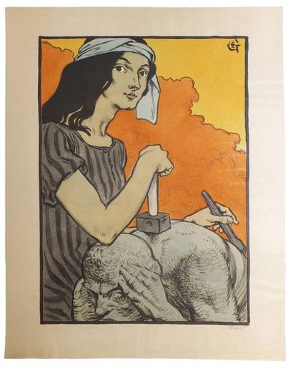 null GRASSET Eugène (1845-1917). Exposition A. Falguière, sculpteur. 1898. Affiche lithographique...