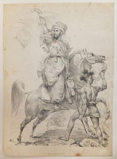 null GROS Antoine-Jean (1771-1835). Chef de Mamelucks à cheval appelant du secours....