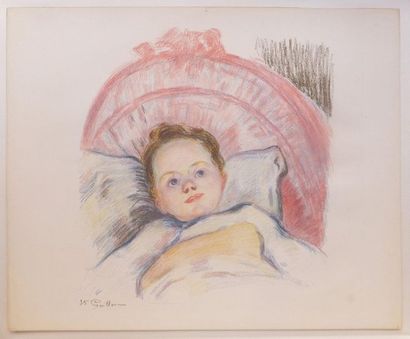 null GUILLAUMIN Armand (1841-1927). Tête d’enfant. 1897. Lithographie en couleurs....