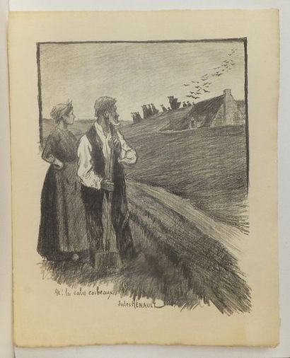 null HÉNAULT Jules (1859-1909). Ah ! Les sales corbeaux. 1901. Autographie. Planche...