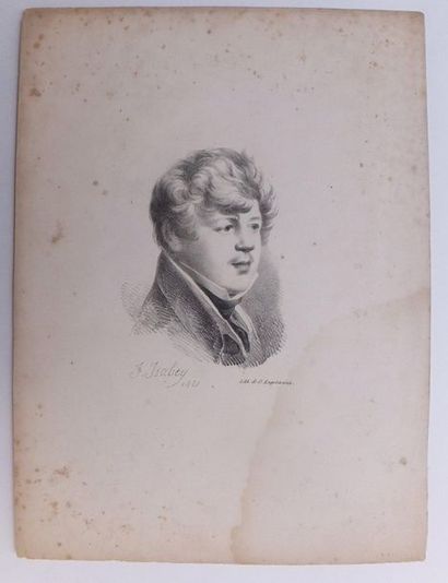 null ISABEY Jean-Baptiste (1787-1865). Portrait d’Eugène Isabey. 1821. Lithographie....