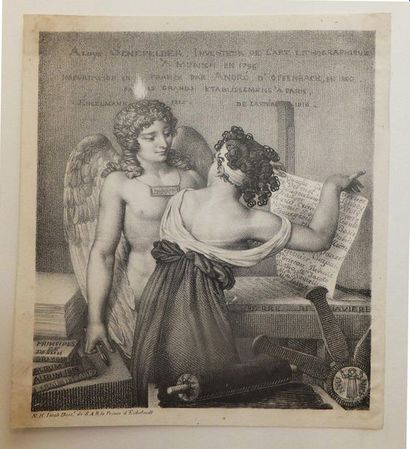 null JACOB Nicolas-Henri (1782-1871). Le génie de la lithographie. 1819. Lithographie...