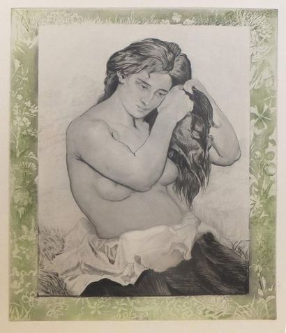 null MAURIN Charles (1856-1914). [Femme nue à sa toilette]. Pointe sèche et aquatinte...