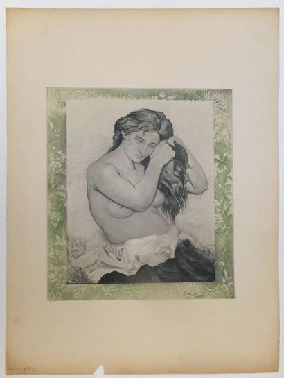 null MAURIN Charles (1856-1914). [Femme nue à sa toilette]. Pointe sèche et aquatinte...