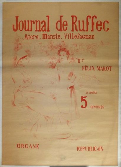 null MOUCLIER Marc (1866-1948). Affiche pour le Journal de Ruffec. Organe Républicain....