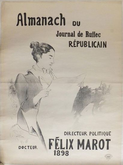 null MOUCLIER Marc (1866-1948). Affiche pour l’Almanach du Journal de Ruffec Républicain....