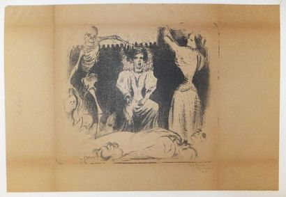 null MOUCLIER Marc (1866-1948). La mort et les femmes II : la Reine. Lithographie....