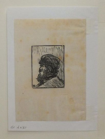 null PISSARRO Lucien (1863-1944). [Portrait présumé de Camille PISSARRO]. Bois gravé....