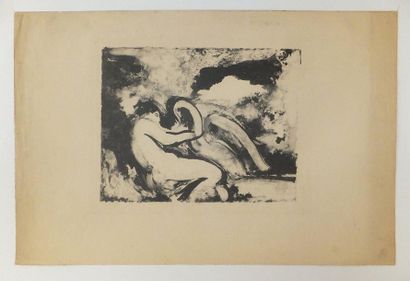 null ROUSSEL Ker-Xavier (1867-1944). Léda et le cygne. Vers 1930. Lithographie au...