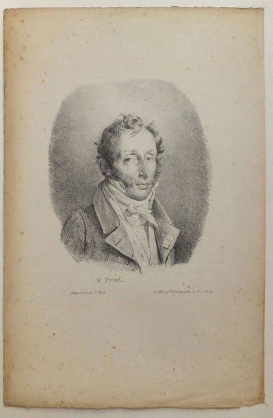 null VERNET Horace (1789-1863). Portrait de Carle Vernet en buste. 1817. Lithographie...