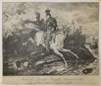 null VERNET Horace (1789-1863) (D’APRÈS). Mort du Prince Joseph Poniatowski, au passage...