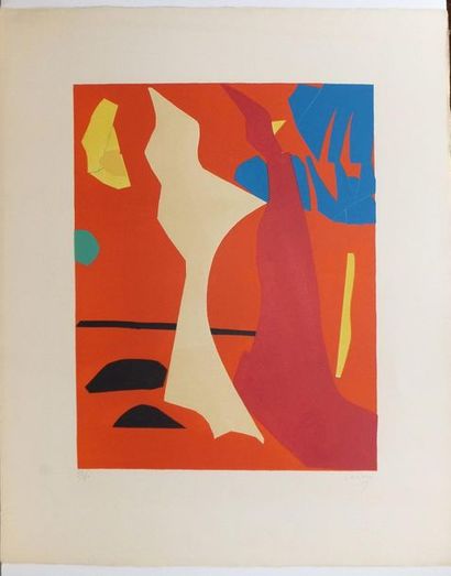 null LANSKOY André (1902-1976). [Composition abstraite orange]. 1959. Lithographie...