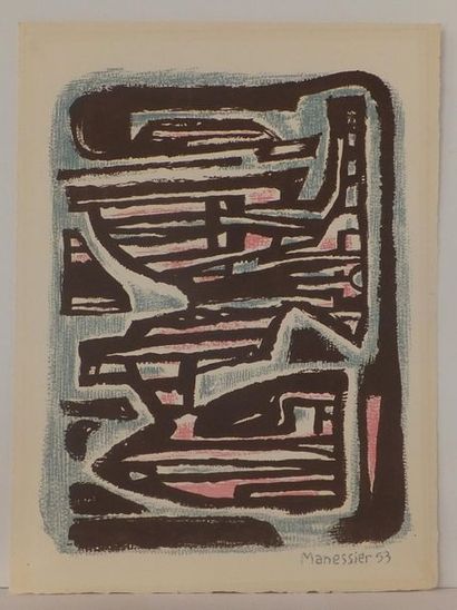 null MANESSIER Alfred (1911-1993). [Composition abstraite]. 1953. Lithographie en...