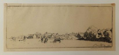 null BEAUFRÈRE Adolphe (1876-1960). The ploughman in Merrien. 1906. Etching. Slim...