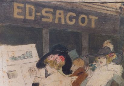 null BOTTINI Georges Alfred (1874-1907). La vitrine de Sagot. 1898. Aquarelle originale,...