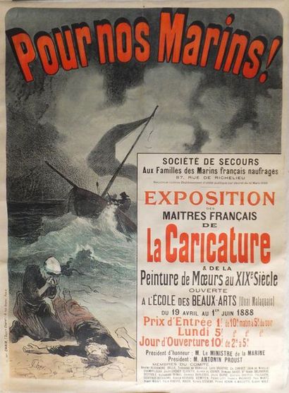 null CHÉRET Jules (1836-1932). Pour nos Marins ! 1888. Affiche d’exposition pour...