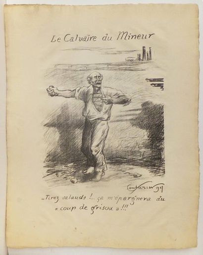 null COUTURIER Édouard (1869-1903). Le Calvaire du mineur. 1901. Lithographie. Planche...