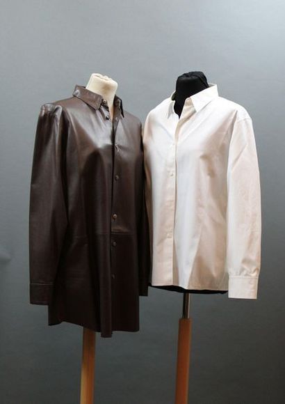 null JIL SANDER

4 pieces including 3 shirts of which 1 in brown leather, T.38, 1...