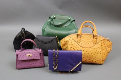 null Lot of 6 bags including 1 VALENTINO Night in purple leather with rhinestone...