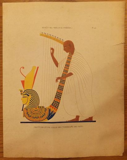 null AFRIQUE - EGYPTE - lot de 2 estampes. Gournah (Thèbes) Pl.44, peinture d'un...
