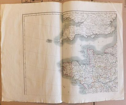 null FRANCE - ROYAUME-UNI (50) - La Manche - Carte gravée sur papier vergé, colorée...