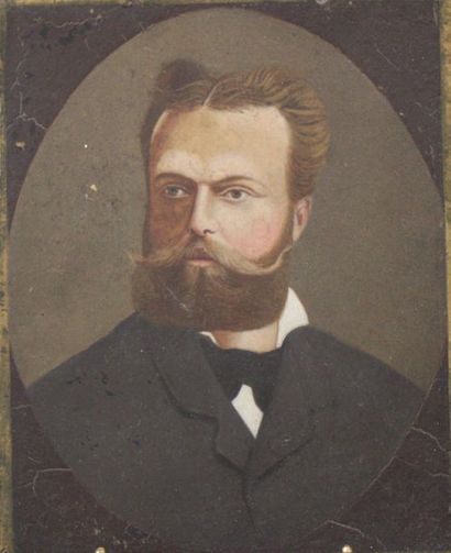 null Ecole fin du XIX-ème Siècle, probablement russe : « Portait d’homme à la barbe....