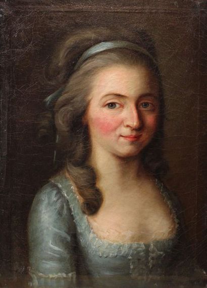 null Ecole Française Fin du XVIII-ème Siècle : « Portrait de jeune femme aux yeux...