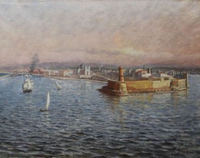 null STURLA Michel (1895-1936) : « Marseille, le Port Neuf, la Cathédrale et le Fort...