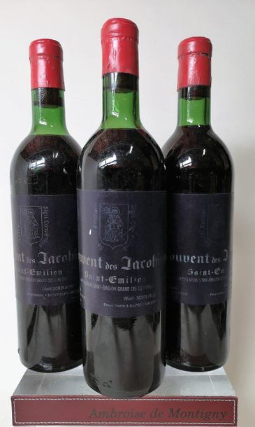 null 3 bouteilles COUVENT DES JACOBINS - Saint Emilion 1966
Etiquettes fanées, 2...