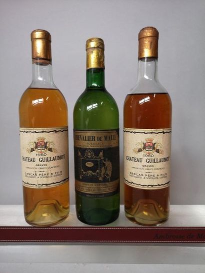 null 3 bottles BORDEAUX BLANCS DIVERS FOR SALE IN THE STATE 2 bottles CHÂTEAU GUILLAMOT...