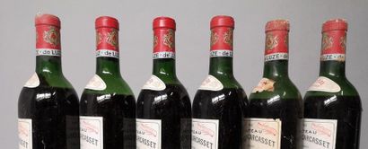 null 6 bouteilles CHÂTEAU LAFFITTE CARCASSET - St. Estèphe 1964
Niveaux bas, capsules...