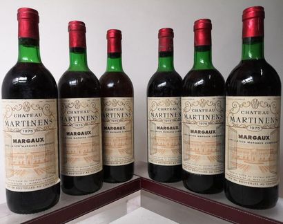 null 6 bouteilles CHÂTEAU MARTINENS - Margaux 1975 A VENDRE EN L'ETAT 1975