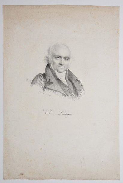 null A. M. R. [Portrait of Charles Ph. de Lasteyrie]. Lithography. Proof on vellum,...