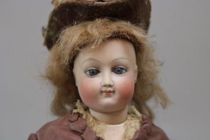 null Fashion doll attributed to Bru, swivel head marked in hollow: E and bisque collar,...